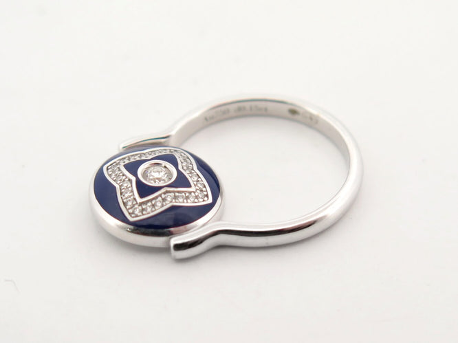 Bague 53 De Beers Lotus Enchanted - Bague en or blanc 18k, diamants et émail bleu 58 Facettes 274231