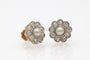 Boucles d'oreilles Boucles d'oreilles fleur - Or jaune 650 et platine, diamants taille ancienne et perles 58 Facettes 11818