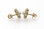 Boucles d'oreilles Boucles d'oreilles fleur - Or jaune 650 et platine, diamants taille ancienne et perles 58 Facettes 11818