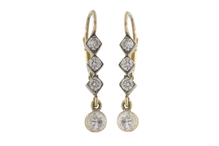 Boucles d'oreilles Boucles d’oreilles pendantes Art déco en or jaune 18k et diamants 0,95 ct 58 Facettes 11819