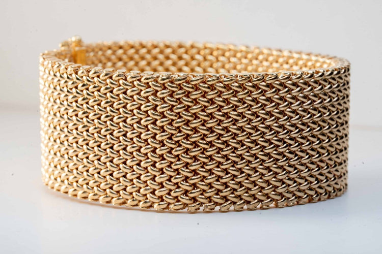 Bracelet Bracelet vintage - Maille tissu en or jaune 18 ct 58 Facettes Bracciale vintage maglia tessuto
