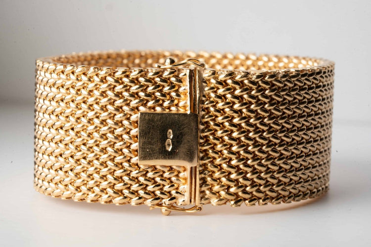 Bracelet Bracelet vintage - Maille tissu en or jaune 18 ct 58 Facettes Bracciale vintage maglia tessuto