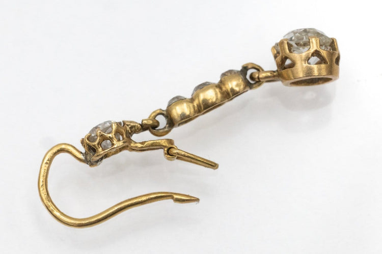Boucles d'oreilles Boucles d’oreilles pendantes - Diamants taille ancienne en or 750 58 Facettes 11816