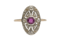 Bague 55 Bague Art déco - Rubis et diamants en or jaune 585 et argent 58 Facettes 9573