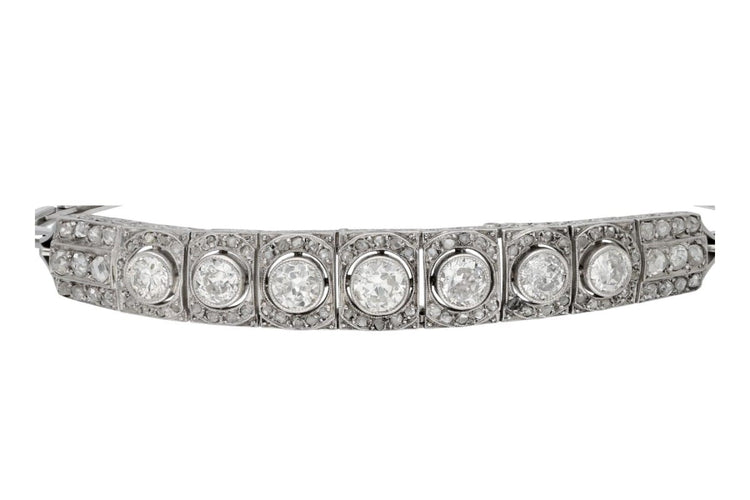 Bracelet Bracelet Art déco en or blanc 585 serti de diamants env. 2,50 ct 58 Facettes 12023