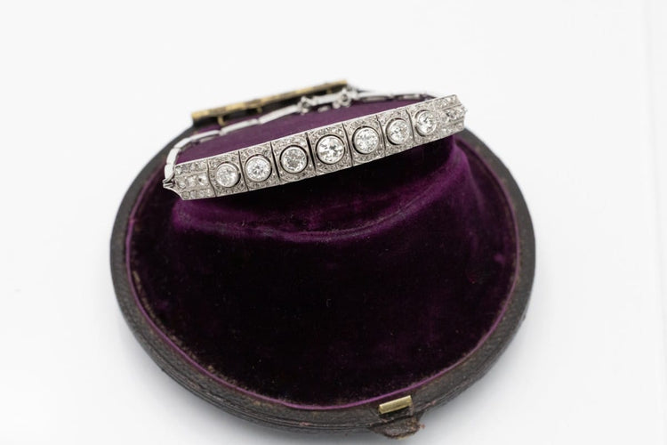 Bracelet Bracelet Art déco en or blanc 585 serti de diamants env. 2,50 ct 58 Facettes 12023