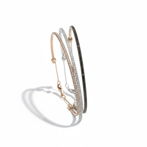 Bracelet Trilogie de bracelets jonc ouverts en or rose et blanc 18 carats, diamants 58 Facettes 1-0000830/3