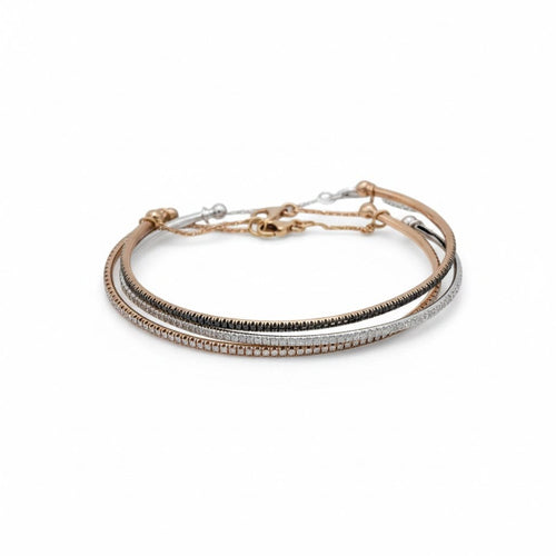 Bracelet Trilogie de bracelets jonc ouverts en or rose et blanc 18 carats, diamants 58 Facettes 1-0000830/3