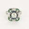 Bague 51 Élégante bague en or blanc , diamants, émeraudes et saphirs de style Art déco 58 Facettes 58FC49
