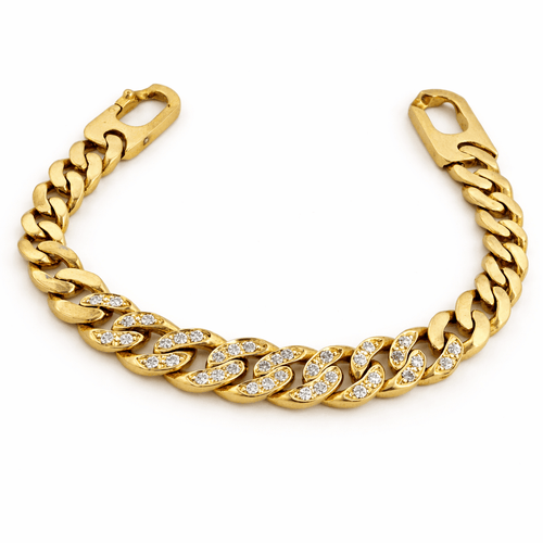 Bracelet Gourmette vintage - Bracelet en or jaune 18 carats et diamants 58 Facettes Grm