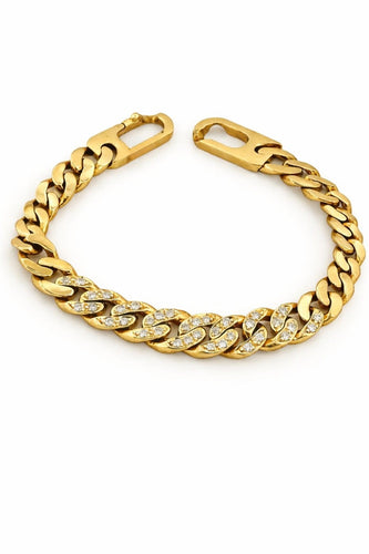 Bracelet Gourmette vintage - Bracelet en or jaune 18 carats et diamants 58 Facettes Grm