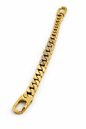 Bracelet Gourmette vintage - Bracelet en or jaune 18 carats et diamants 58 Facettes Grm