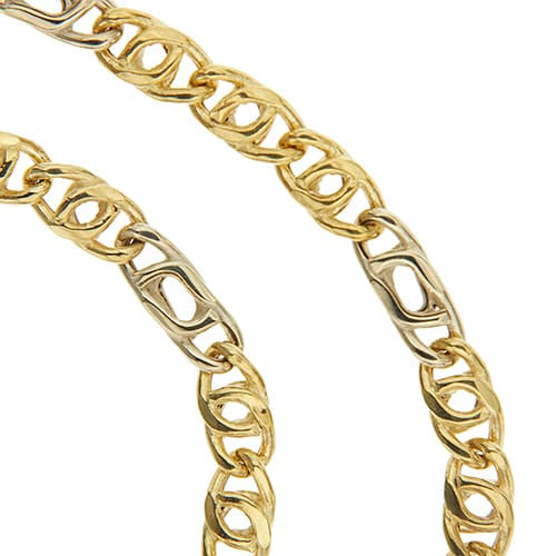 Collier Collier - Maille œil de tigre en or jaune et or blanc 18 ct 58 Facettes 40700