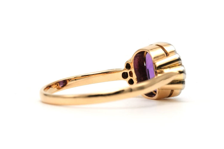 Bague 56 Bague Art déco en or jaune 18 carats avec améthyste et diamants taille rose 58 Facettes 23707