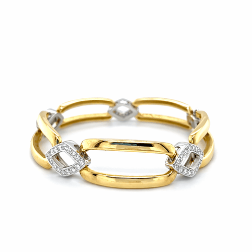 Bracelet Bracelet maillons oblongs en or bicolore 750 et diamants 58 Facettes DV 7861