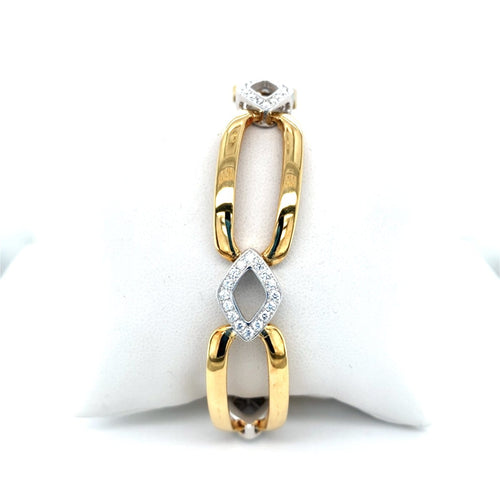 Bracelet Bracelet maillons oblongs en or bicolore 750 et diamants 58 Facettes DV 7861