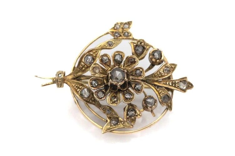 Broche Broche ancienne en or jaune et diamants 58 Facettes 9359V