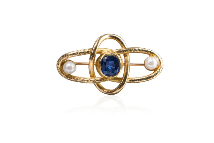 Boucles d'oreilles Demi-parure - Ensemble de bijoux en or jaune avec saphirs et perles 58 Facettes 12002