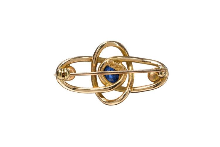 Boucles d'oreilles Demi-parure - Ensemble de bijoux en or jaune avec saphirs et perles 58 Facettes 12002