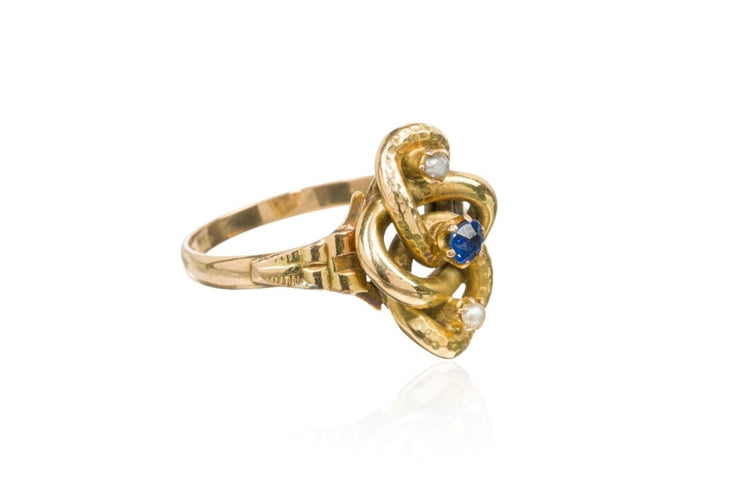 Boucles d'oreilles Demi-parure - Ensemble de bijoux en or jaune avec saphirs et perles 58 Facettes 12002