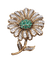 Broche Broche motif fleur vintage en or jaune 18 ct, diamants et émeraudes 58 Facettes CV-033
