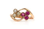 Bague 54 Bague Art nouveau en or jaune 18 carats, rubis et perles 58 Facettes B851