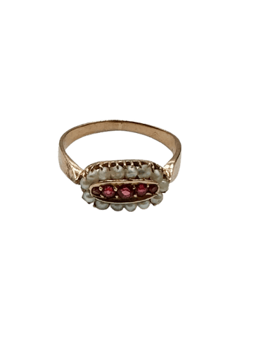 Bague 54 Bague - Or jaune 750 avec perles fines et rubis 58 Facettes Bague