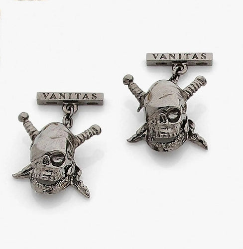 Boutons de manchette Boutons de manchette tête de mort en or noir 18k (750) 58 Facettes LP180109/15