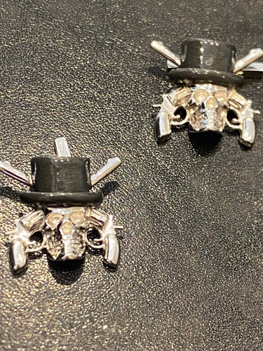 Boutons de manchette Boutons de manchette tête de mort en or blanc 18 cts 58 Facettes LP180109/29