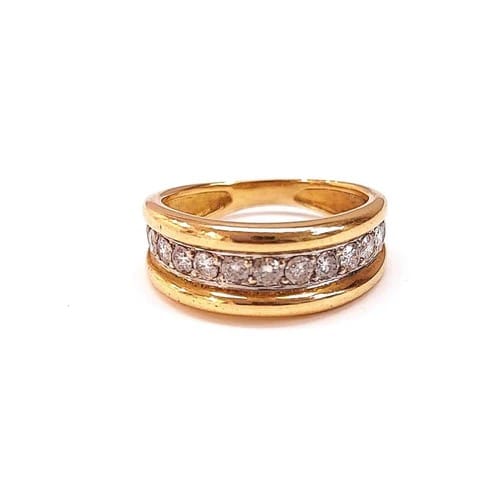 Bague 50 Bague anneau en or jaune 18K sertie de diamants 58 Facettes Anneau.dt-2268