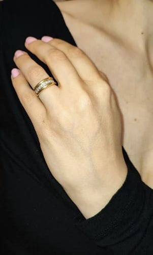 Bague 50 Bague anneau en or jaune 18K sertie de diamants 58 Facettes Anneau.dt-2268