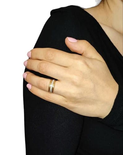 Bague 50 Bague anneau en or jaune 18K sertie de diamants 58 Facettes Anneau.dt-2268