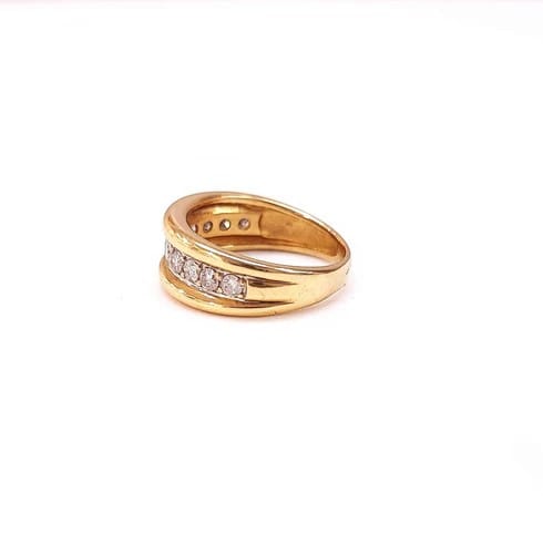 Bague 50 Bague anneau en or jaune 18K sertie de diamants 58 Facettes Anneau.dt-2268
