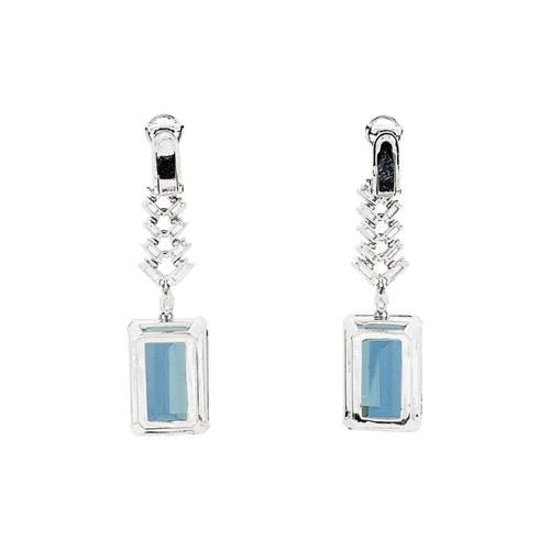 Boucles d'oreilles Pendants d'oreilles platine, or blanc, aigue-marine et diamants. 58 Facettes 35241