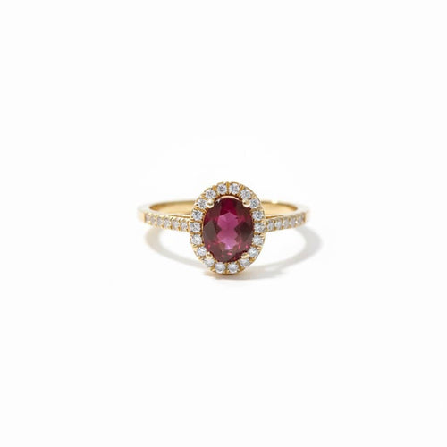 Bague 59 Bague en or jaune 18 carats avec rubis 1,41 ct et diamants 58 Facettes 1.0001367/1