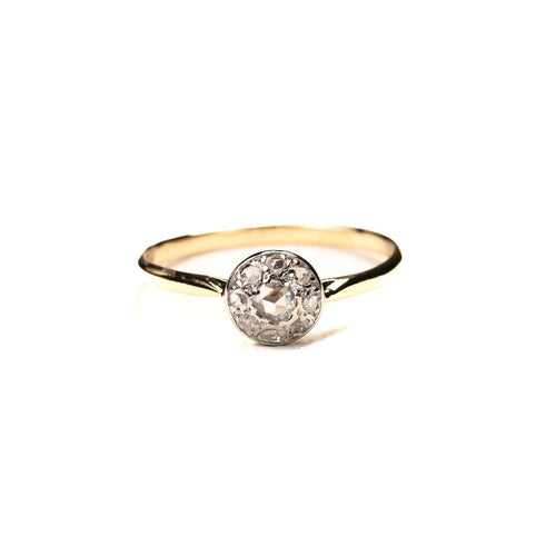 Bague 57 Bague de fiançailles ancienne en or jaune, platine et diamants 58 Facettes LMB-345