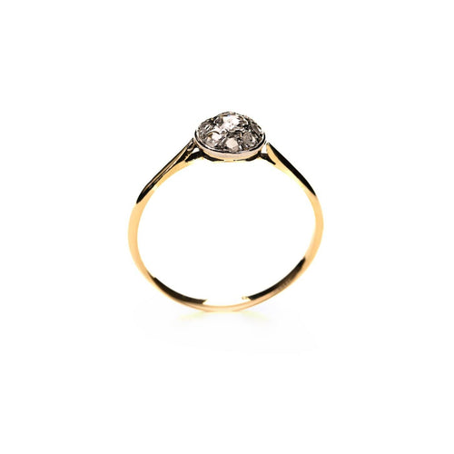Bague 57 Bague de fiançailles ancienne en or jaune, platine et diamants 58 Facettes LMB-345