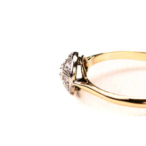 Bague 57 Bague de fiançailles ancienne en or jaune, platine et diamants 58 Facettes LMB-345
