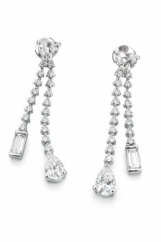 Boucles d'oreilles Boucles d’oreilles pendantes - or blanc 18 carats et diamants naturels 58 Facettes 90766/ac12597