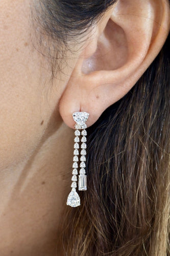 Boucles d'oreilles Boucles d’oreilles pendantes - or blanc 18 carats et diamants naturels 58 Facettes 90766/ac12597