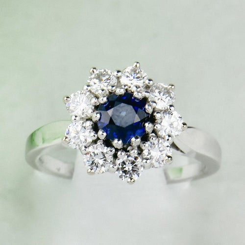 Bague 52 Bague - Saphir et diamants en or blanc 750 58 Facettes 2138