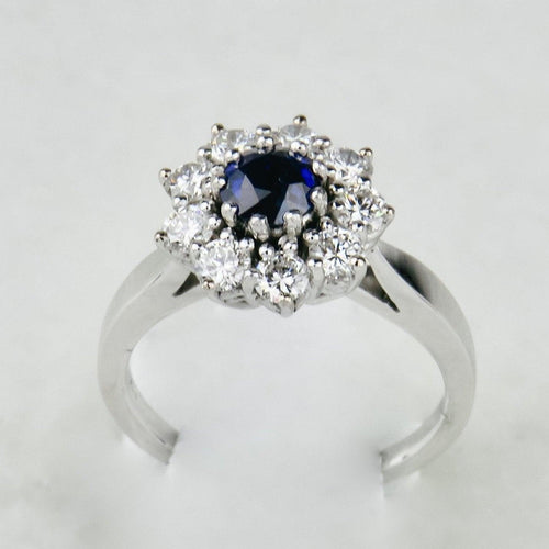Bague 52 Bague - Saphir et diamants en or blanc 750 58 Facettes 2138