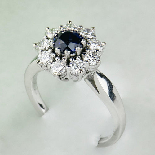 Bague 52 Bague - Saphir et diamants en or blanc 750 58 Facettes 2138