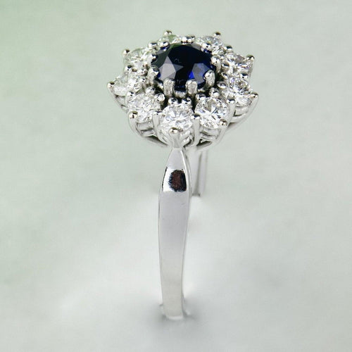 Bague 52 Bague - Saphir et diamants en or blanc 750 58 Facettes 2138