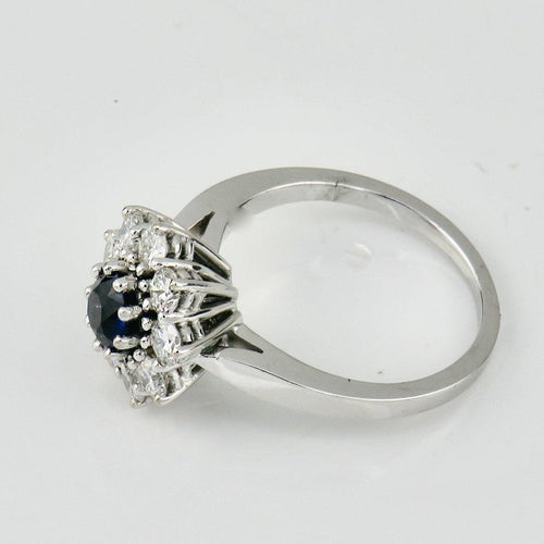 Bague 52 Bague - Saphir et diamants en or blanc 750 58 Facettes 2138