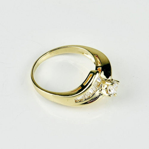 Bague 52.5 Bague halo - Solitaire en or jaune 18 carats et diamants 58 Facettes 2058