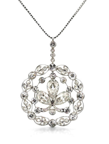 Collier Pendentif Belle Époque en platine et diamants, chaîne vénitienne 58 Facettes 90711/ac12559 -90521-ac12299