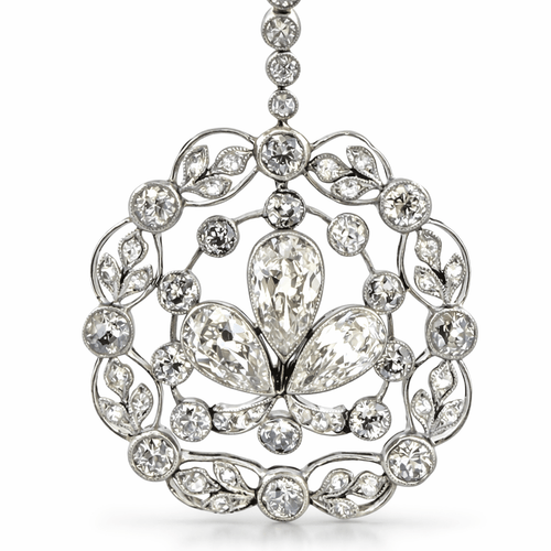 Collier Pendentif Belle Époque en platine et diamants, chaîne vénitienne 58 Facettes 90711/ac12559 -90521-ac12299