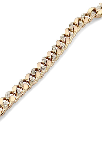 Bracelet Bracelet gourmette - Bracelet en or jaune 14 carats et diamants 58 Facettes gmt