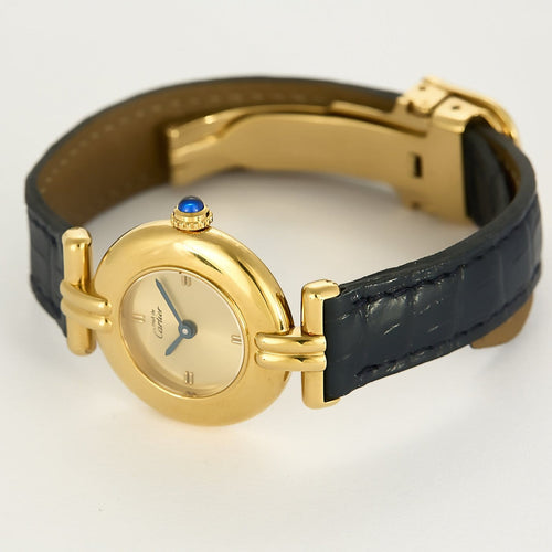 Montre Cartier Must Colisée - Montre en argent plaqué or, cadran doré 58 Facettes A1180